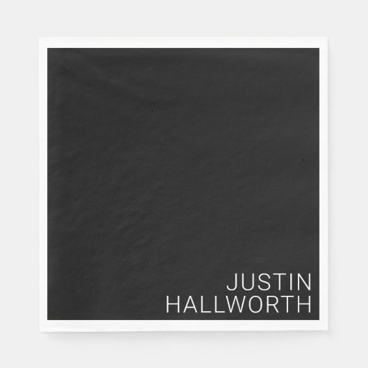 白モダン名（黒） スタンダードランチョンナプキン (正面)