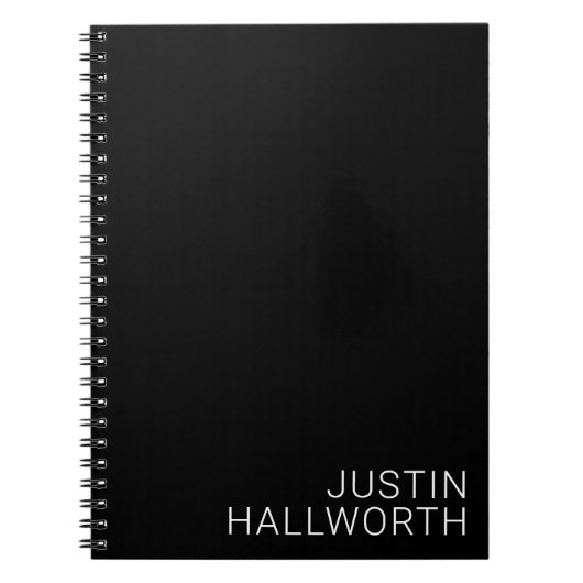 白モダン名（黒） ノートブック (正面)