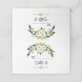 白モダン咲きフローラテーブル番号 プレイスカード (外部開封)