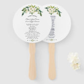 白モダン咲きフローラ結婚式 プログラム ハンドファン (正面&裏面)