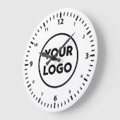 白モダン地のカスタムビジネスのロゴ ラージ壁時計 (傾斜)