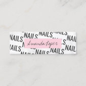 白モダン大理かわいらし石黒とピンクの爪、 ネイル スキニー名刺 (正面)