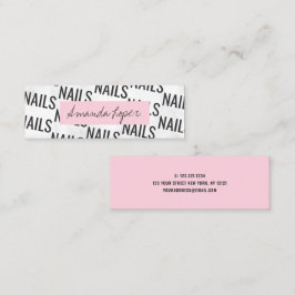 白モダン大理かわいらし石黒とピンクの爪、 ネイル スキニー名刺