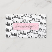 白モダン大理かわいらし石黒とピンクの爪、 ネイル 名刺 (正面)