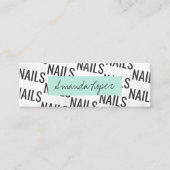 白モダン大理かわいらし石黒ミントグリーン爪、 ネイル スキニー名刺 (正面)