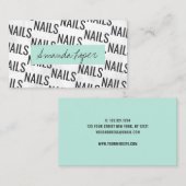 白モダン大理かわいらし石黒ミントグリーン爪、 ネイル 名刺 (正面/裏面)