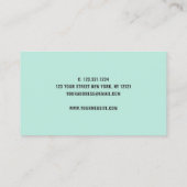 白モダン大理かわいらし石黒ミントグリーン爪、 ネイル 名刺 (裏面)