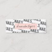 白モダン大理かわいらし石黒赤面ピンク爪、 ネイル スキニー名刺 (正面)