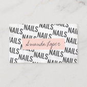 白モダン大理かわいらし石黒赤面ピンク爪、 ネイル 名刺 (正面)