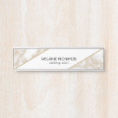 白モダン大理エレガント石金ゴールドグリッター名 サインプレート (正面)