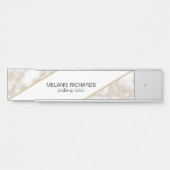白モダン大理エレガント石金ゴールドグリッター名 サインプレート (正面)
