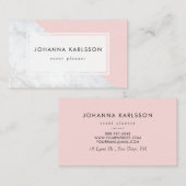 白モダン大理石とピンクのブロック名刺 名刺 (正面/裏面)