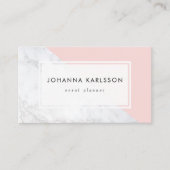 白モダン大理石とピンクのブロック名刺 名刺 (正面)
