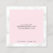 白モダン大理石とピンクネイリスト スクエア名刺 (裏面)