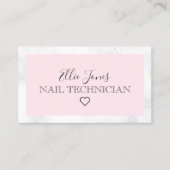 白モダン大理石とピンクネイリスト 名刺 (正面)