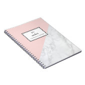 白モダン大理石とピンクブロックパーソナライズされた ノートブック (右側)