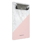 白モダン大理石とピンクブロックパーソナライズされた ミニクリップボード (アングル)