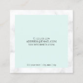 白モダン大理石とミントグリーンネイリスト スクエア名刺 (裏面)