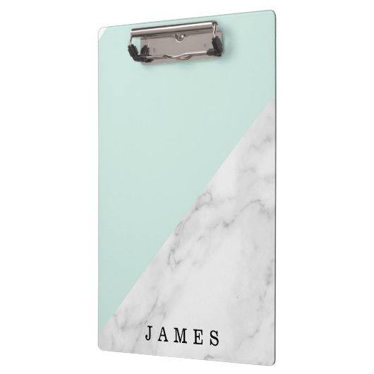 白モダン大理石と緑のブロック付きカスタムバリカン クリップボード (左)