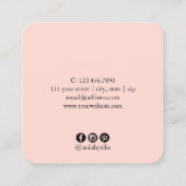 白モダン大理石と赤面ピンクの爪、 ネイル スクエア名刺 (裏面)