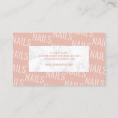 白モダン大理石と赤面ピンクの爪、 ネイル 名刺 (裏面)