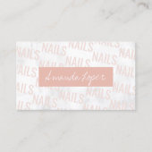 白モダン大理石と赤面ピンクの爪、 ネイル 名刺 (正面)