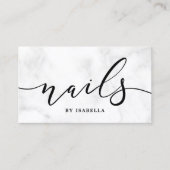 白モダン大理石と赤面ピンクの爪、 ネイル 名刺 (正面)