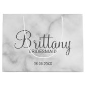 白モダン大理石のブパーソナライズされたリーズメイド ラージペーパーバッグ (正面)