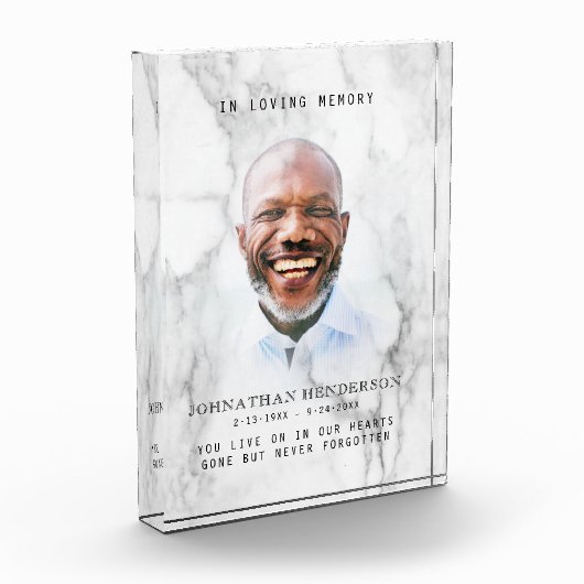 白モダン大理石の愛するメモリ写真の献上品 フォトブロック (左)