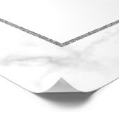 白モダン大理石の結婚ウェルカムサイン ポスター (角)