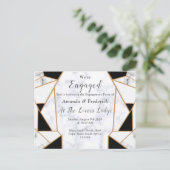 白モダン大理石の黒金ゴールド抽象芸術 インビテーションポストカード (スタンド正面)