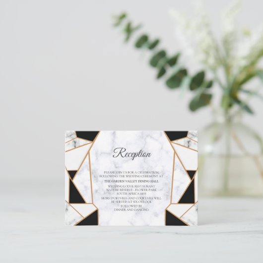 白モダン大理石の黒金ゴールド抽象芸術 エンクロージャーカード (スタンド正面)