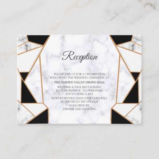 白モダン大理石の黒金ゴールド抽象芸術 エンクロージャーカード (正面)