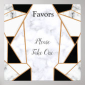 白モダン大理石の黒金ゴールド抽象芸術 ポスター (正面)