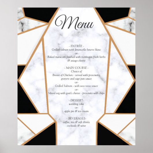 白モダン大理石の黒金ゴールド抽象芸術 ポスター (正面)