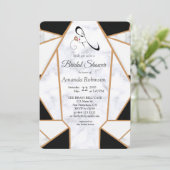 白モダン大理石の黒金ゴールド抽象芸術 招待状 (スタンド正面)