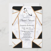 白モダン大理石の黒金ゴールド抽象芸術 招待状 (正面)