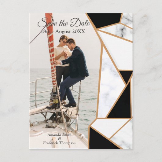 白モダン大理石の黒金ゴールド抽象芸術 案内ポストカード (正面)