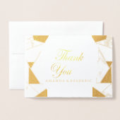 白モダン大理石の黒金ゴールド抽象芸術 箔カード (封筒付き正面)