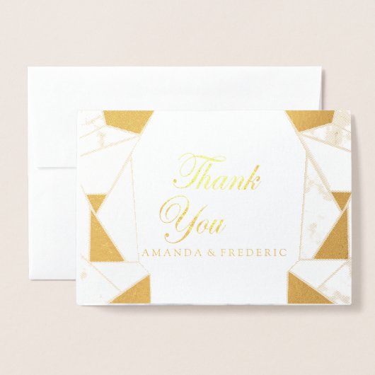 白モダン大理石の黒金ゴールド抽象芸術 箔カード (封筒付き正面)