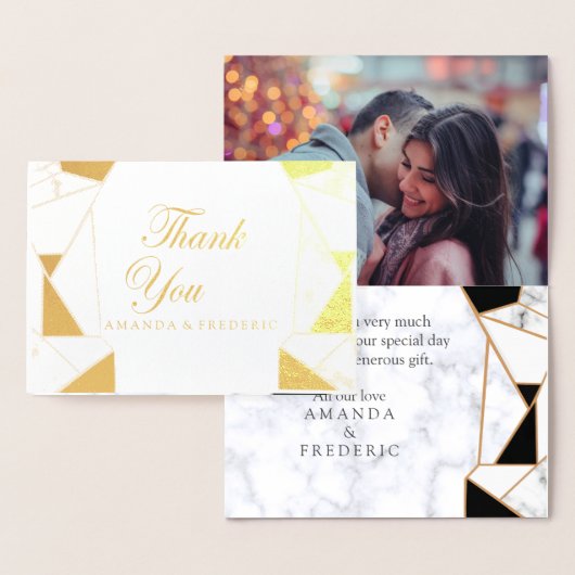 白モダン大理石の黒金ゴールド抽象芸術 箔カード (ディスプレー)