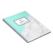 白モダン大理石アクアブルーブロックノートブック ノートブック (右側)