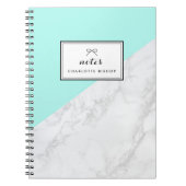 白モダン大理石アクアブルーブロックノートブック ノートブック (正面)