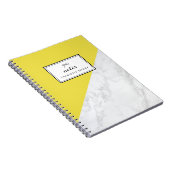 白モダン大理石イエローノートブパーソナライズされたック ノートブック (右側)