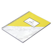 白モダン大理石イエローノートブパーソナライズされたック ノートブック (左側)