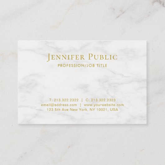 白モダン大理石エレガント金ゴールド文字テンプレート 名刺 (裏面)