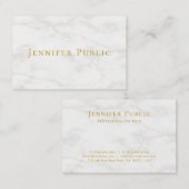 白モダン大理石エレガント金ゴールド文字テンプレート 名刺 (正面/裏面)