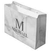 白モダン大理石グロマパーソナライズされたンスマン ラージペーパーバッグ (正面アングル)