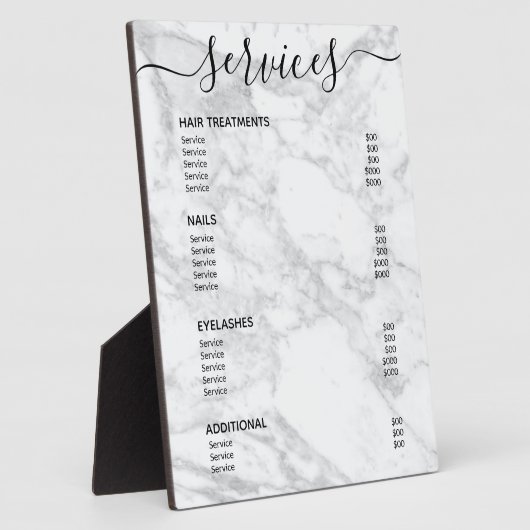 白モダン大理石サロン価格表サービスメニュー フォトプラーク (側面)