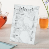 白モダン大理石サロン価格表サービスメニュー 台座サイン (インサイチュ)